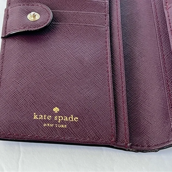 Kate Spade Bifold Wallet Card Holder Burgundish Red Wine Color - Picture 10 of 16